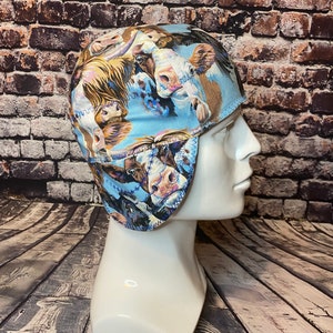 Cow print welding cap-highland cow-cotton welding cap-tradesmens cap-farm animal welding cap for en and women