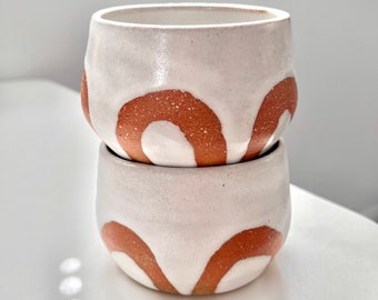 buffstone handmade mug - hand painted,  ceramics cup, rainbow, blushing clay