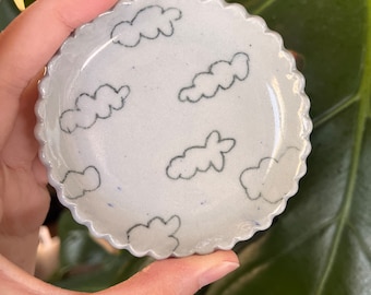 cloudy handmade trinket/ring/jewellery dish - cute ceramics, pottery