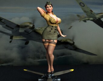 Army Pilot Pin-Up SFW  1/10 1/6 1/8  Resin Figurine (Unpainted)