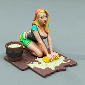 Cinderella Maid SFW Unpainted Fantasy Figurine:  Resin Model Kit (75mm, 1/6-1/24 Scale) Torridaminis