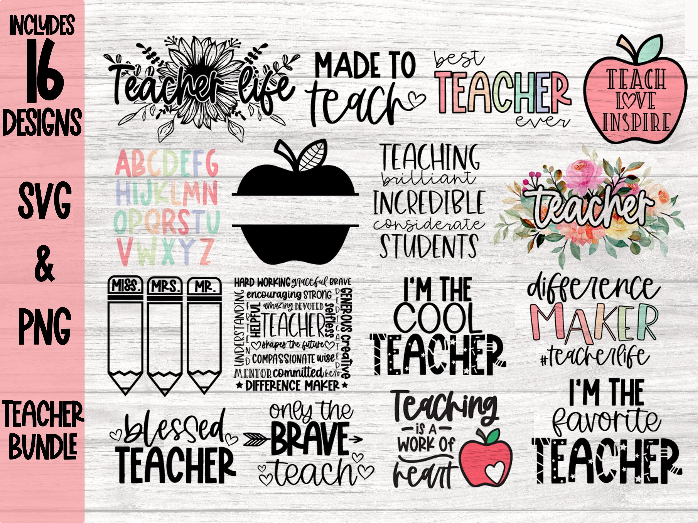 Teacher Svg Bundle,teacher Svg, School Svg, Teacher Gift Svg, Back to ...