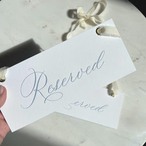 Letterpress Reserved Sign for Wedding or Special Event - Blue - Ribbon ...