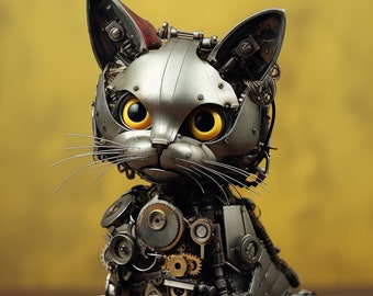 Steampunk Cyber Kitty 13" x 19" Original Photo Print