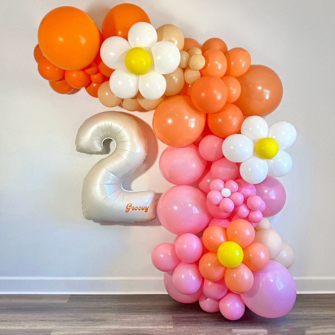 Groovy Birthday Balloon Garland Kit, Two Groovy Invitation, Two Groovy