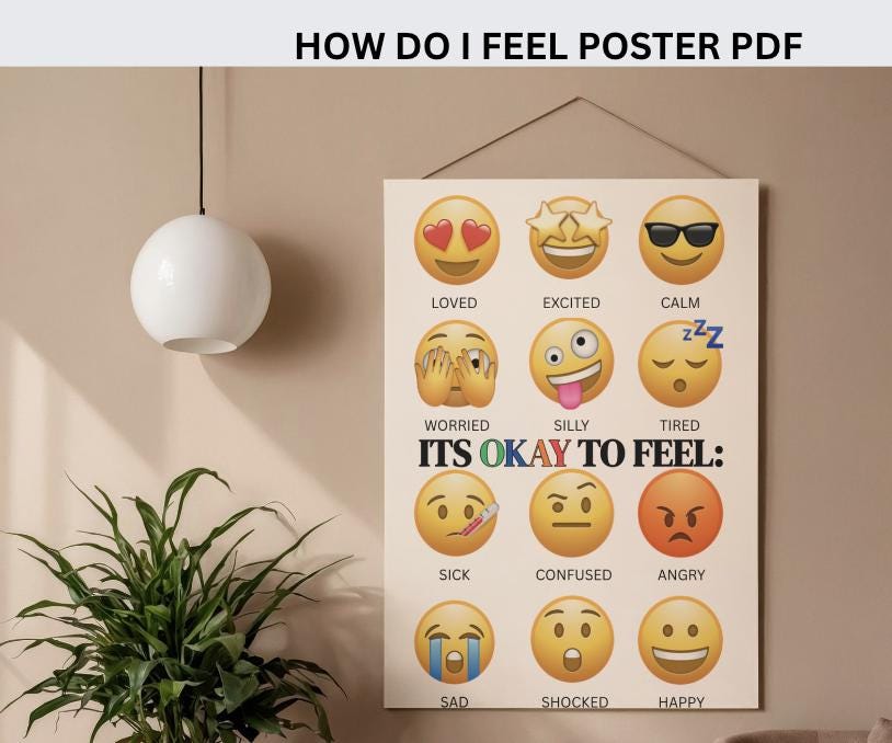 Emoji Feelings Chart: 8x11 Cardstock Poster for Kids & Classroom SEL - Etsy