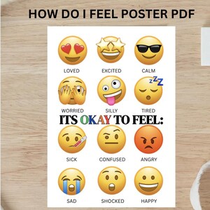 Emoji Feelings Chart: 8x11 Cardstock Poster for Kids & Classroom SEL - Etsy