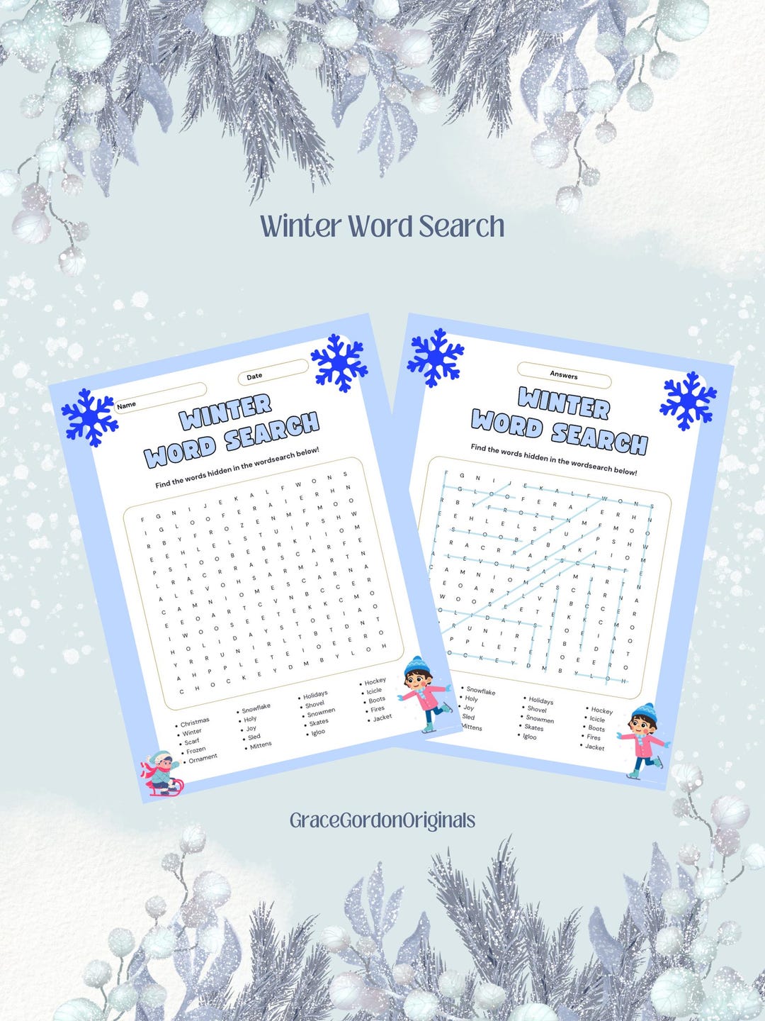 Printable Winter Word Search PDF | Fun Educational Activity for Kids 10 ...