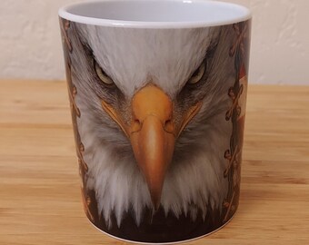 American Flag Eagle Coffee Mug, Patriotic Sublimation Mug