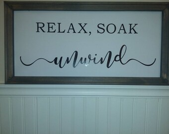 Reverse Canvas | Rustic Reverse Canvas Sign Relax Soak Unwind | Reverse Canvas | Sign