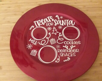 Santa Treat Plate, Cookies, Milk, Reindeer Snacks