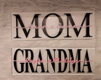 Personalized Mom Tile Sign, Engraved Glass Plaque