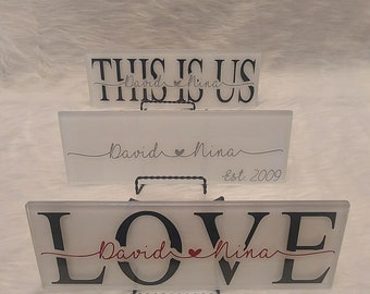 Personalized Couples Name Tile Sign, Love or This Is Us Plaque