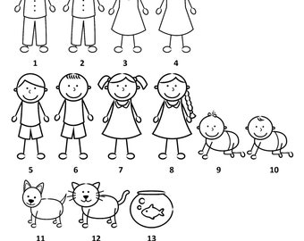 Custom Stick figure family Vinyl Car Window Decal