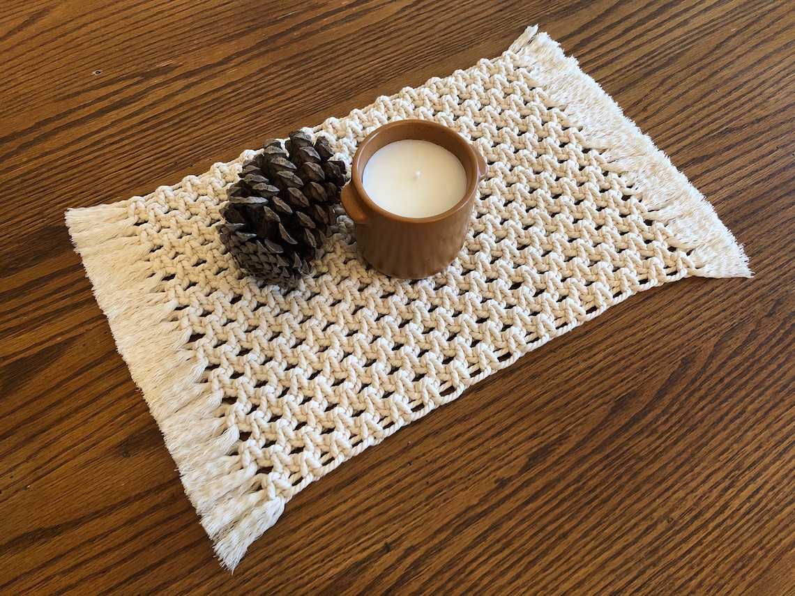 Small Macrame Centerpiece Macrame Placemat Waffle Weave Etsy