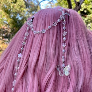 Double white Butterfly hair chain