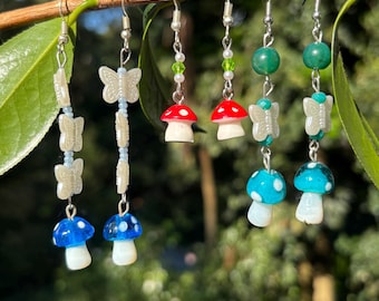Kolczyki wiszące w kształcie grzybów: Cottagecore Whimsical Jewelry