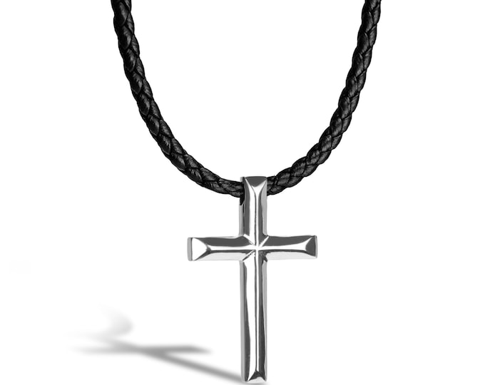 SERASAR | Leather Necklace for Men "Cross" with Pendant | Different Lengths | Includes Jewelry Box | Gift Idea for Men