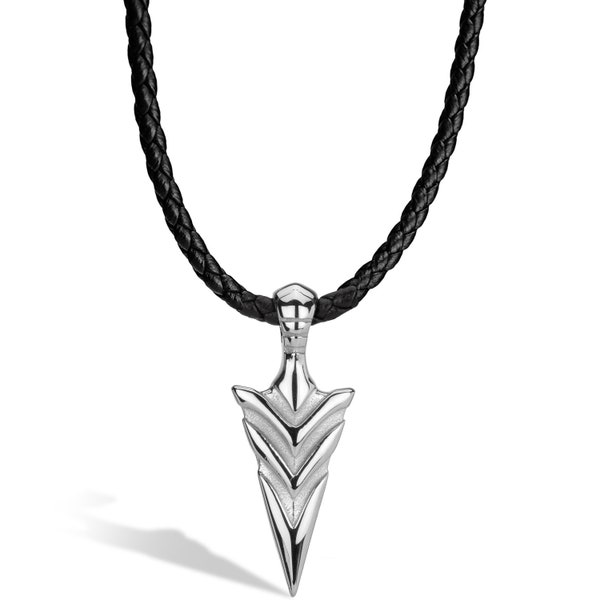 SERASAR | Collar de cuero para hombre "Arrow" con colgante | Diferentes longitudes | Incluye joyero | Idea de regalo para hombres