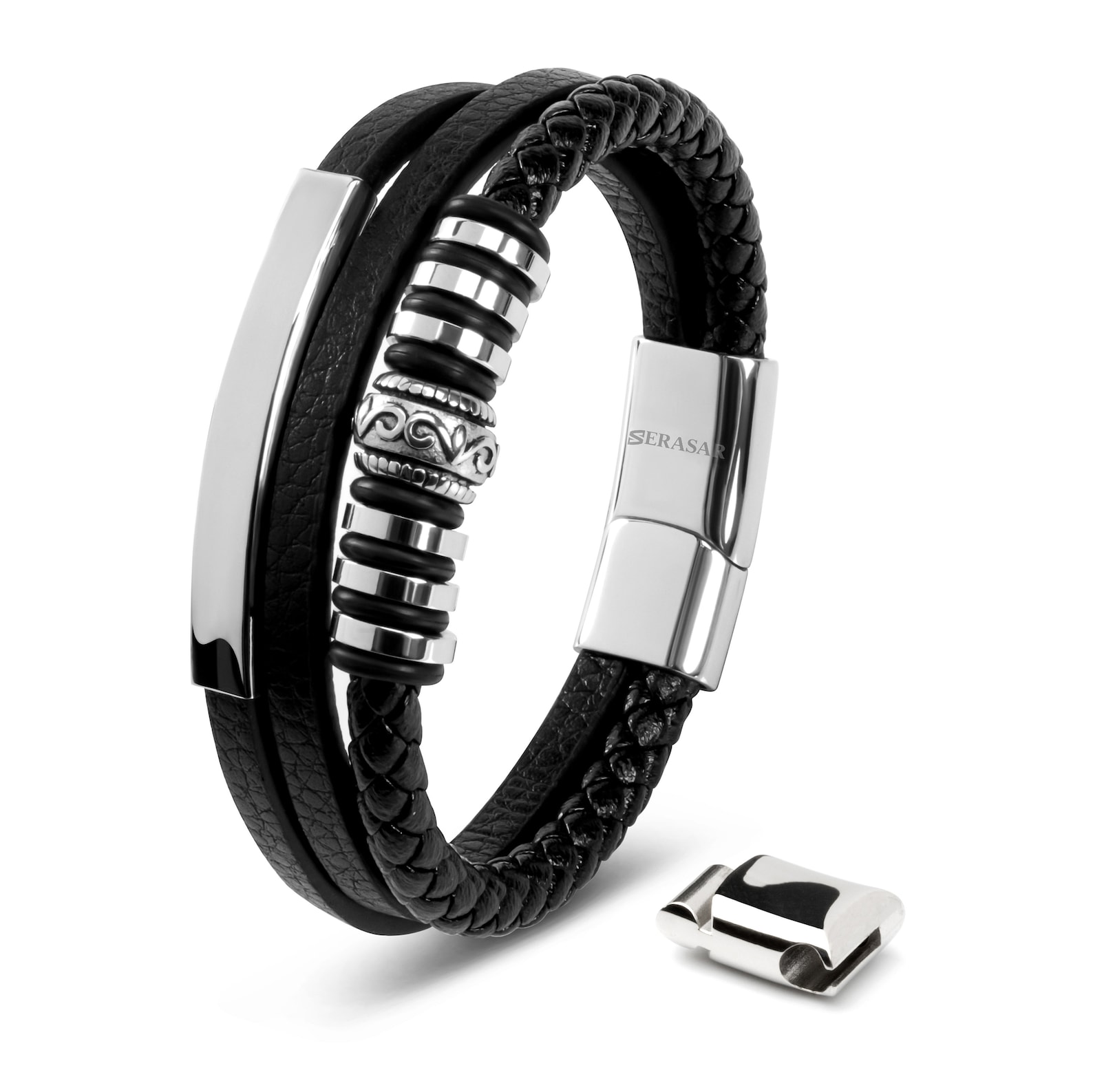 Bracciale Uomo Kidult Frasi Amore CheersLife Regali San Valentino Per Lui -  Bracciale Uomo In Pelle Con Infinito Nodo In Acciaio Inossidabile -  Incisione Ti Amo - Regalo Compleanno Anniversario Per Marito, image size:1588x1587