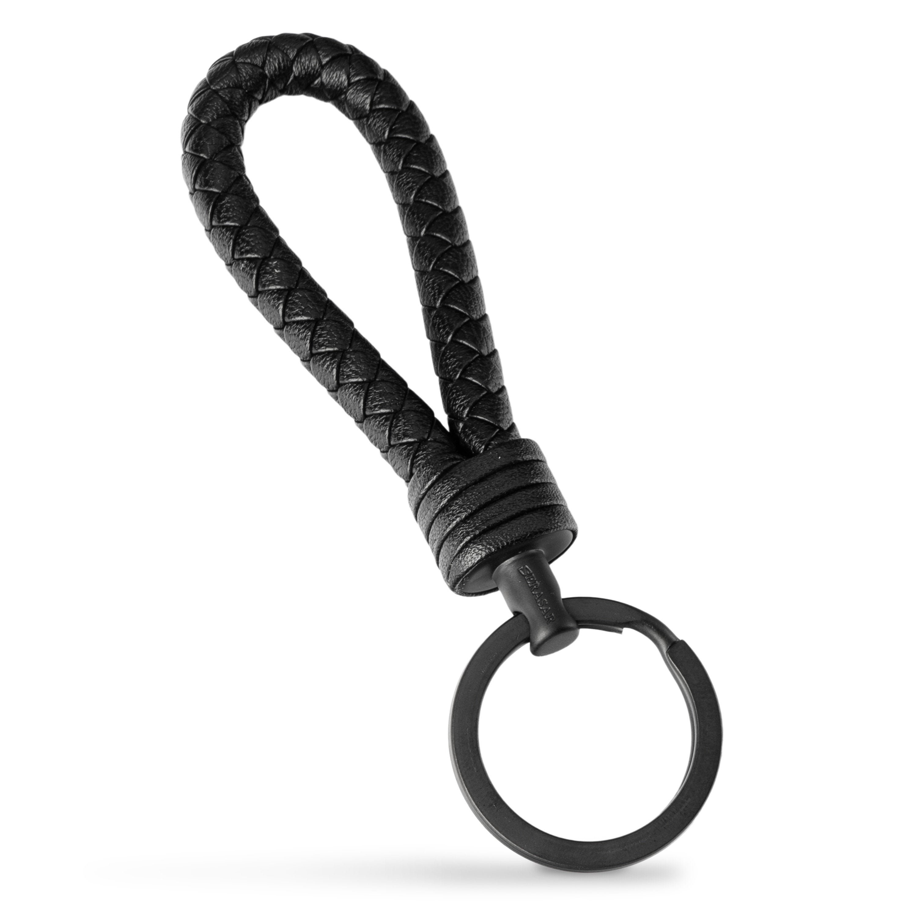 Black Leather Carabiner Keychain