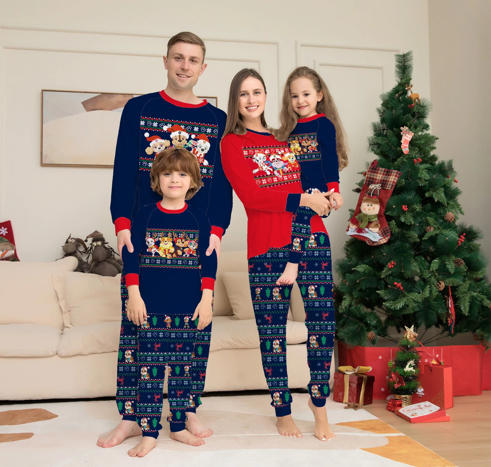 Family Christmas Pajamas Black And Red Set Pijamas Mom Dad Kid ...