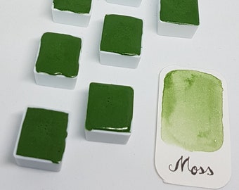 Moss - earthy green watercolor, halfpan