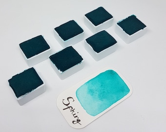 Spring - watercolor half pan, turqoise blue