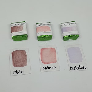 Zaubertrio - Motte / Lachs / Pastellflieder - handgemachte Aquarellfarbe