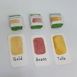 Festive Colors - Gold / Brass / Tulle - handmade shimmering watercolor paint