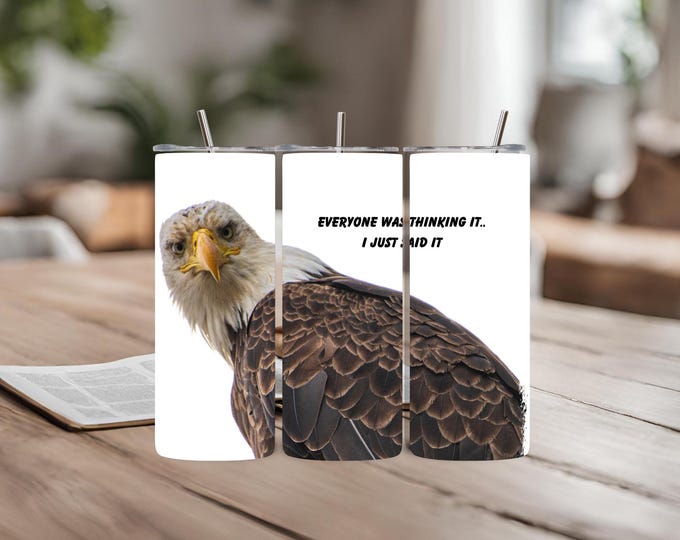 Featured listing image: Bald Eagle 20 oz Stainless Steel Tumbler: Reusable Travel Cup