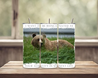 Grizzly Bear Tumbler: 20 oz Stainless Steel Reusable Cup