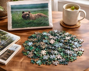 Grizzly Bear Puzzle (120 Piece) with Zipper Canvas Bag