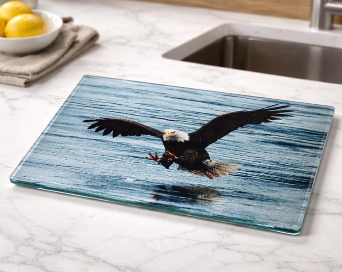 Featured listing image: Nature-Inspired Wildlife Glass Cutting Board - Functional Kitchen Art