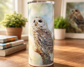 Barred Owl 20oz Stainless Steel Tumbler for hot and cold