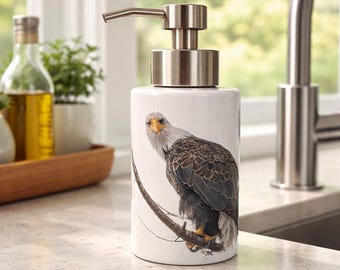 Bald Eagle Stainless Steel Soap & Lotion Dispenser 16oz – Sleek, Durable, and Refillable