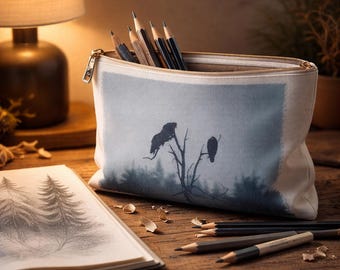 Train Trestle Accessory Bag (7x9.5") Black & White for Make-up, Toiletries, Pencils, Stationary and Poker Chips