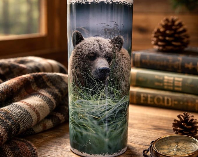Featured listing image: Grizzly Bear Tumbler: Stainless Steel 20 oz Insulated Cup