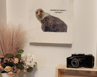 Bald Eagle Canvas Tote Bag: Funny Bird Lover Gift