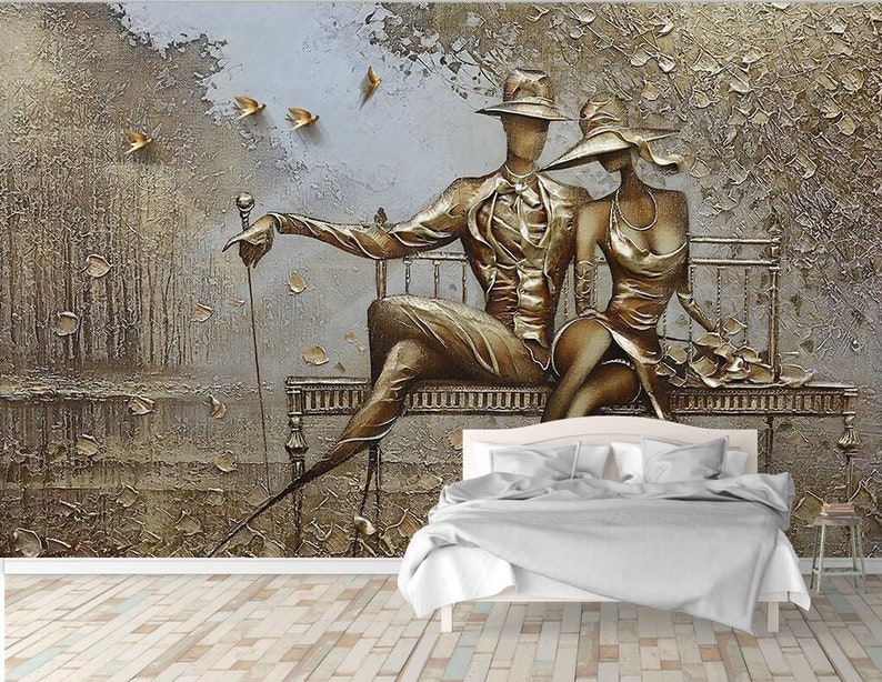 3D Golden Statue 5844 selbstklebende Tapete Wandbild ...