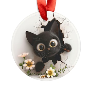 Adorno acrílico de gato negro caprichoso