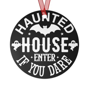 Halloween Haunted House Metal Ornaments, Spooky Decor for Fall, Unique Gift Tag