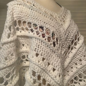 White Twinkle Fringe Poncho