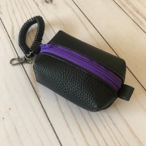 Black Faux Leather Itty Bitty Boxy Bag Key Chain Wristlet