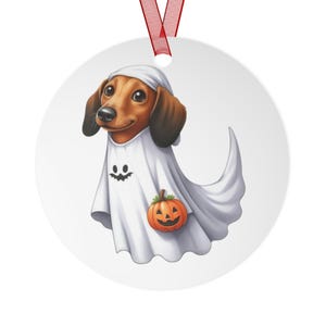 Dachshund Ghost Dog Halloween Ornament