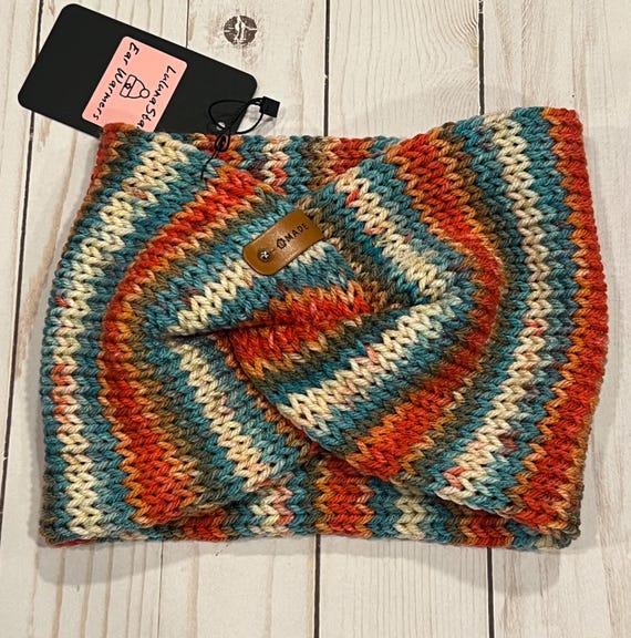Kaleidoscope Striped Knit Ear Warmer Headband, Winter  display picture 2