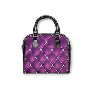 Elegant Purple Quilted Print Shoulder Handbag, Stylish Tote, Evening Fashion