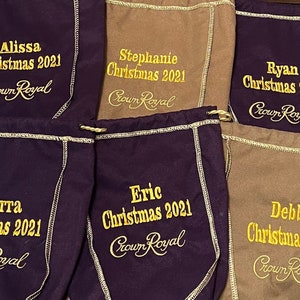 Personalized Crown Royal Bags FRONT ONLY Embroidery Three Sizes