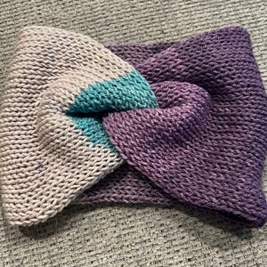Purple Stripe Knit Ear Warmer Headband, Winter Vacation, Gift