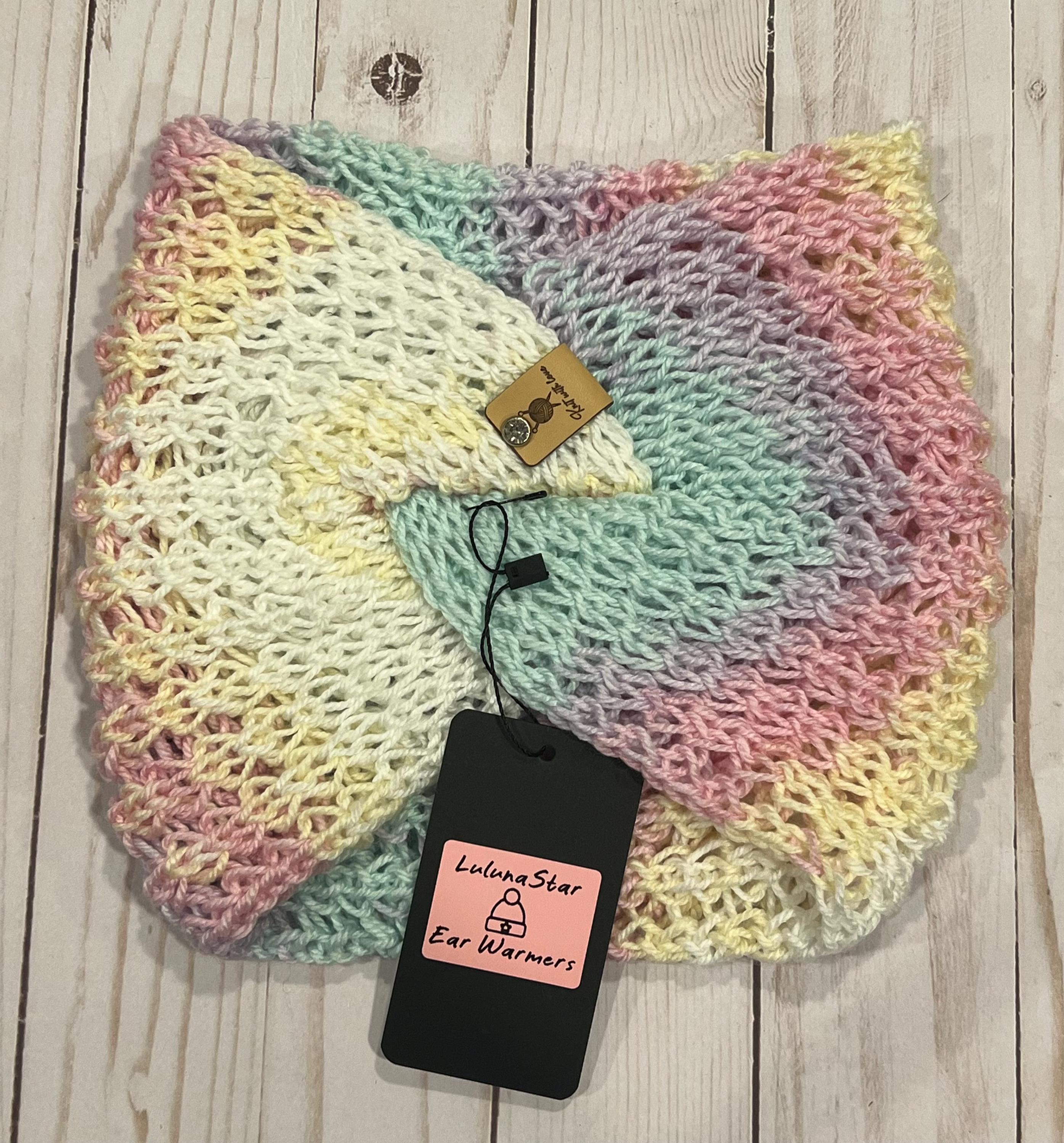 Rainbow Lacy Knit Ear Warmer Headband, Winter Vacation, Gift  display picture 2